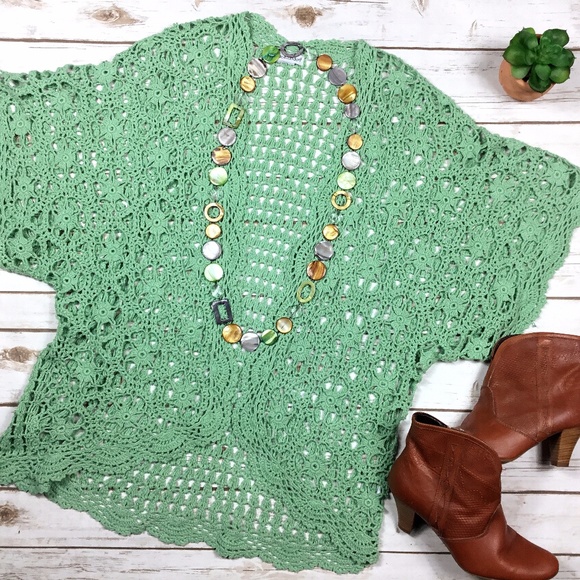 Jessica London Sweaters - Jessica London Crochet Open Front BOHO Cardigan